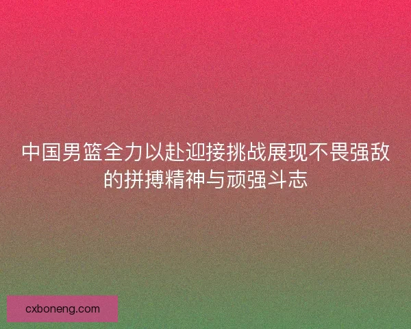 中国男篮全力以赴迎接挑战展现不畏强敌的拼搏精神与顽强斗志